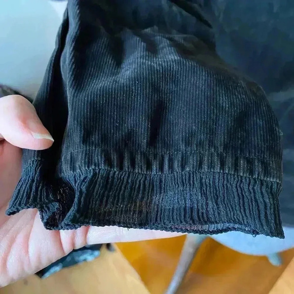 J. Jill Black Soft Corduroy Ruffled Cuff Button Front Blazer Jacket Coat Size 4P - Picture 5 of 7